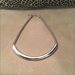 Silver Curved Bar Necklace